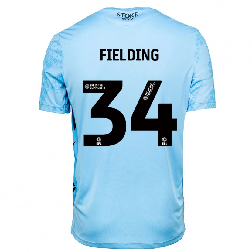 Danxen Mann Frank Fielding #34 Himmelblå Svart Keeperdrakt 2025/26 Skjorter T-skjorte