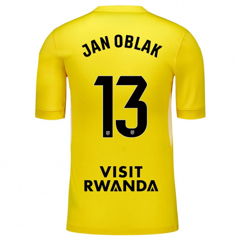 Danxen Mann Jan Oblak #13 Gul Svart Keeperdrakt 2025/26 Skjorter T-skjorte