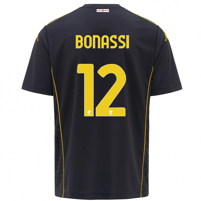 Danxen Mann Lorenzo Bonassi #12 Svart Gul Keeperdrakt 2025/26 Skjorter T-skjorte