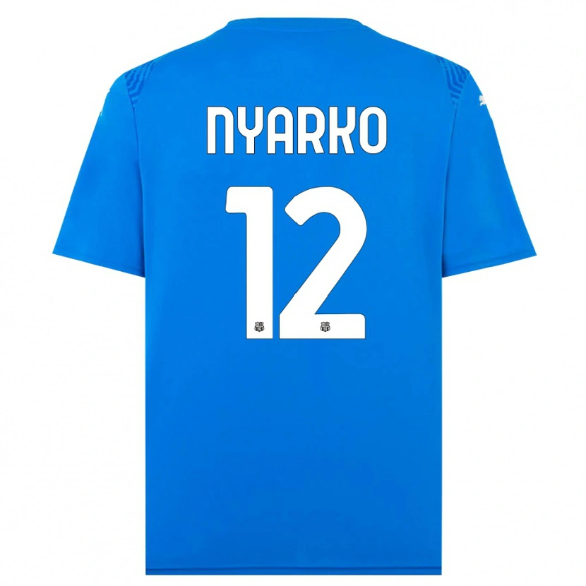 Danxen Mann Lorenzo Nyarko #12 Blå Hvit Keeperdrakt 2025/26 Skjorter T-skjorte