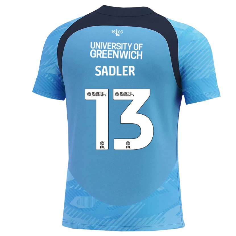 Danxen Mann Jude Sadler #13 Blå Hvit Keeperdrakt 2025/26 Skjorter T-skjorte
