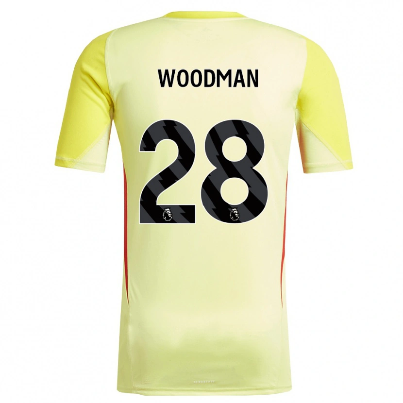Danxen Mann Freddie Woodman #28 Gul Rød Keeperdrakt 2025/26 Skjorter T-skjorte