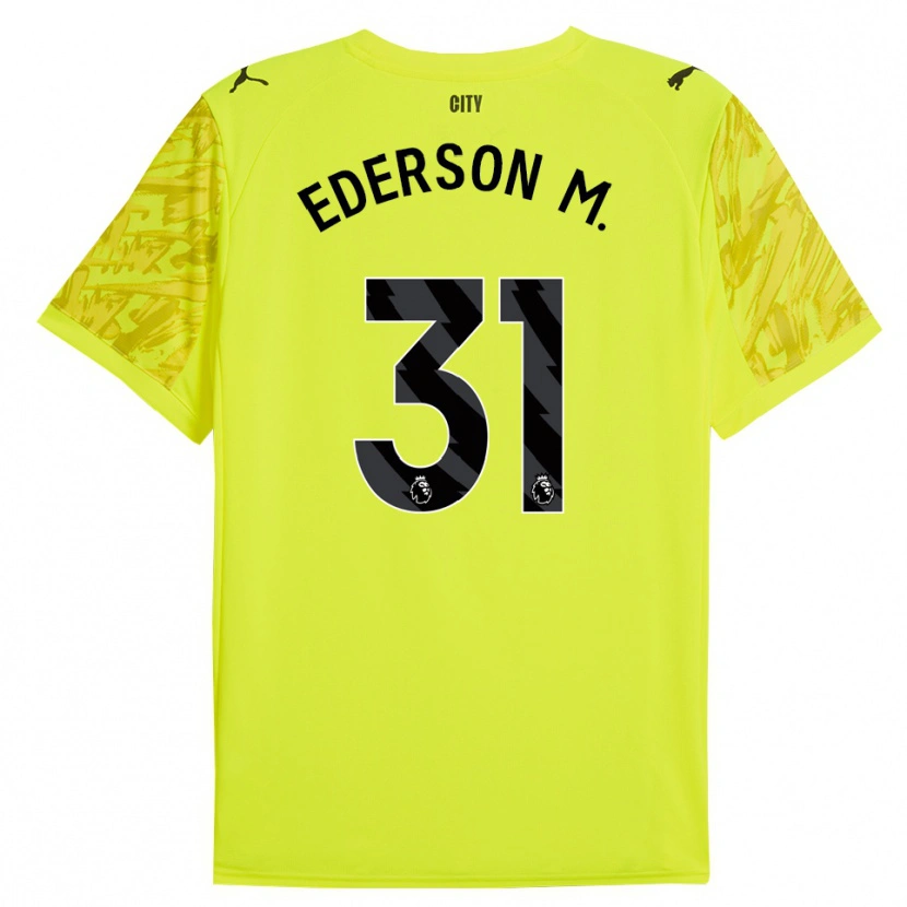 Danxen Mann Ederson #31 Gul Oransje Svart Keeperdrakt 2025/26 Skjorter T-skjorte