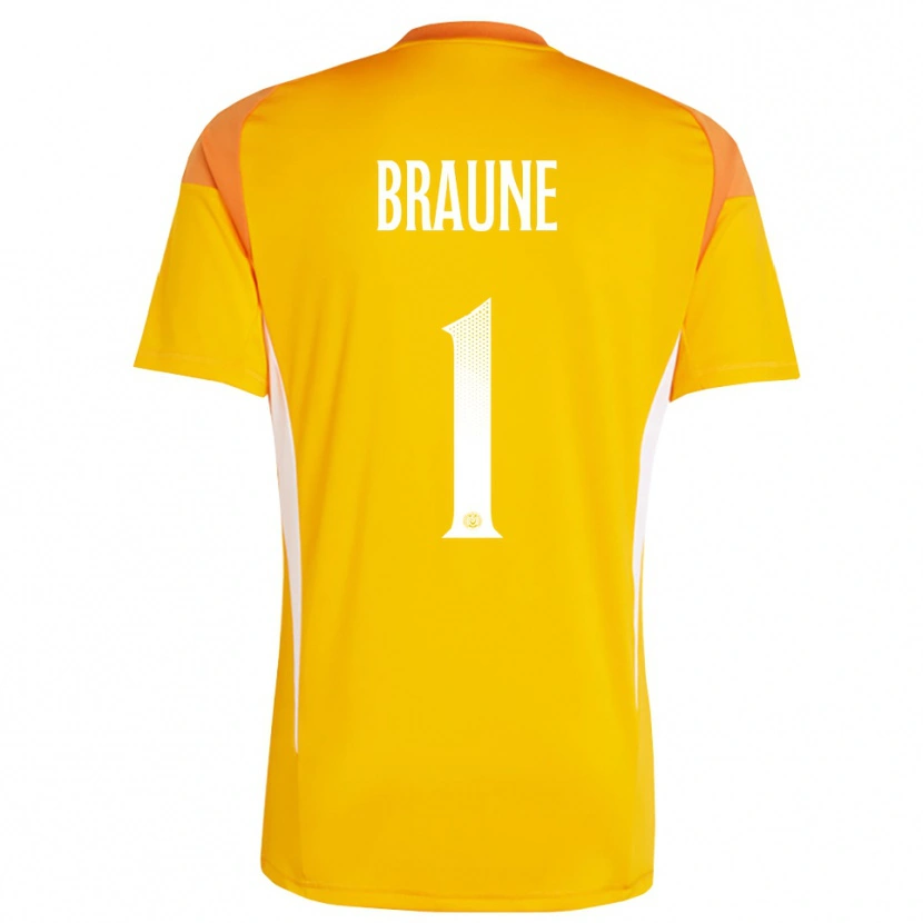 Danxen Dame Maximilian Braune #1 Oransje Hvit Keeperdrakt 2025/26 Skjorter T-skjorte