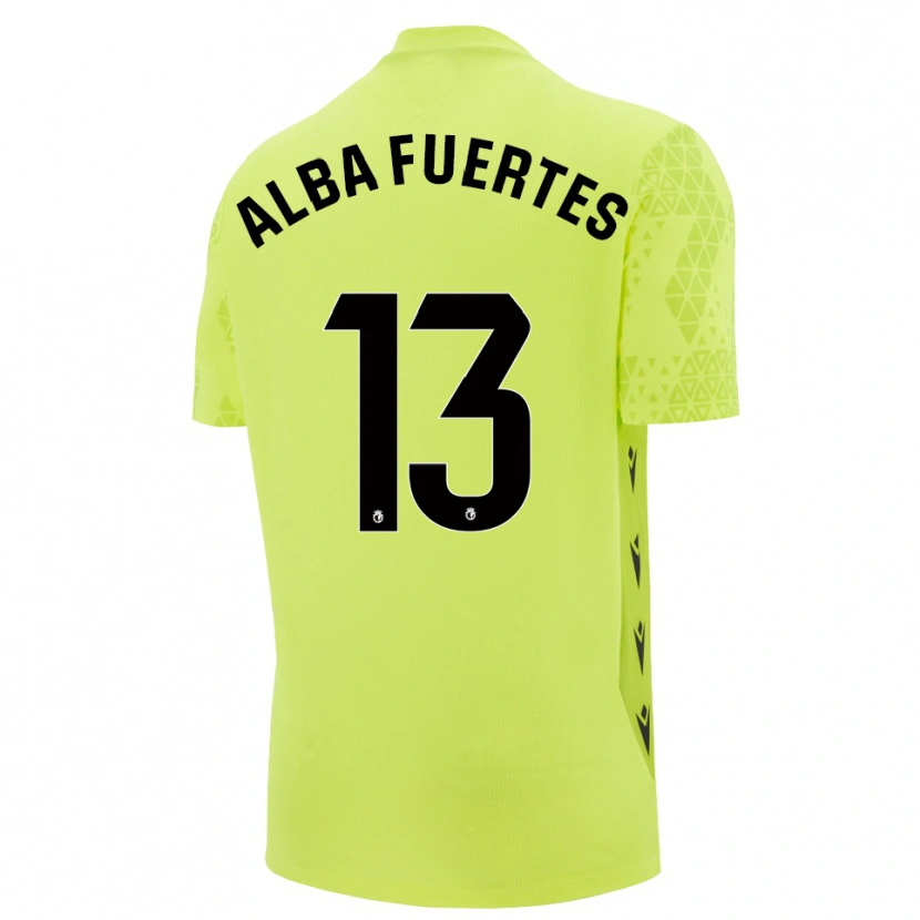 Danxen Dame Alba Fuertes #13 Gul Grønn Svart Keeperdrakt 2025/26 Skjorter T-skjorte