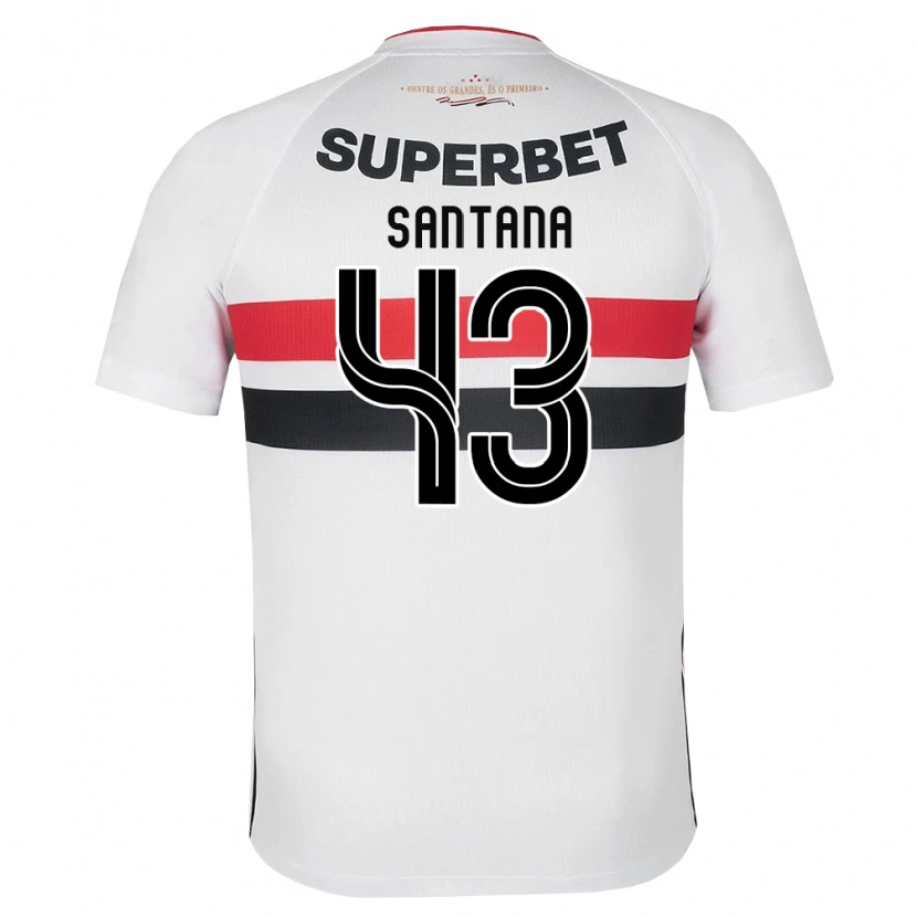Danxen Barn Gustavo Santana #43 Hvit Rød Svart Hjemmetrøye Drakt Trøye 2026/27 Skjorter T-Skjorte