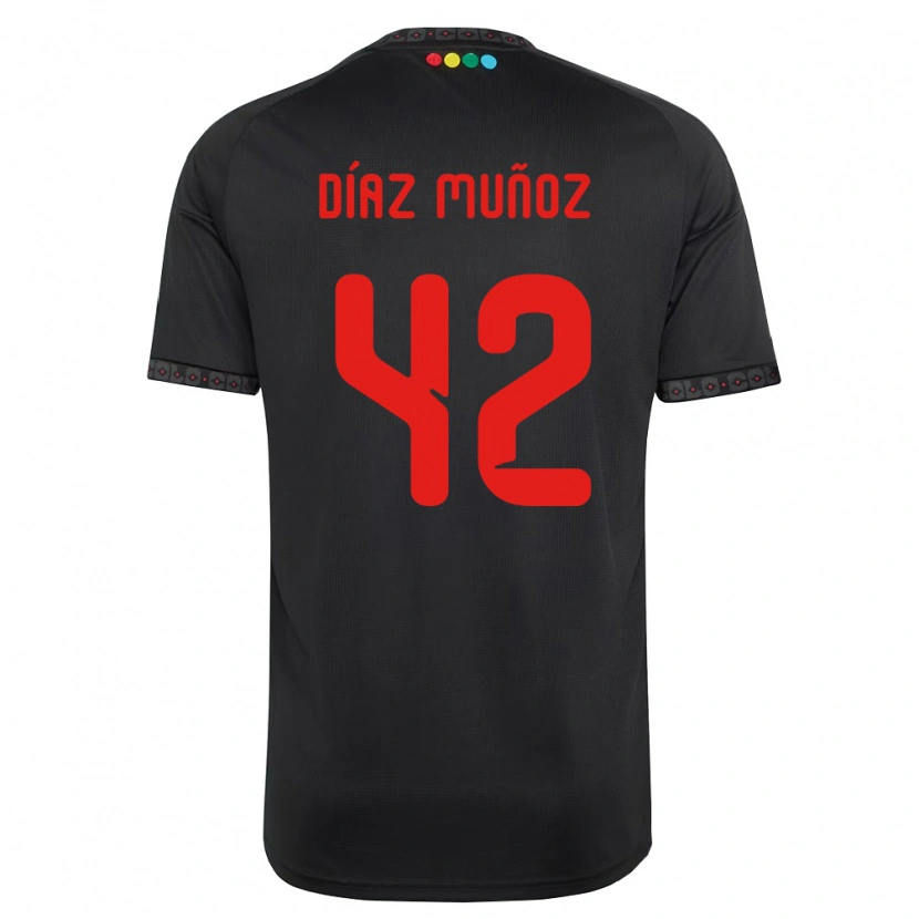 Danxen Barn Cristian Díaz Muñoz #42 Svart Rød Bortetrøye Drakt Trøye 2026/27 Skjorter T-Skjorte