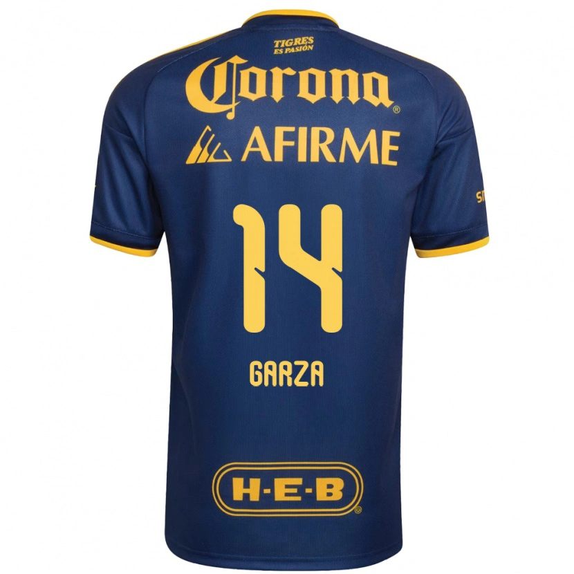 Danxen Barn Jesús Garza #14 Kongelig Blå Gul Bortetrøye Drakt Trøye 2026/27 Skjorter T-Skjorte