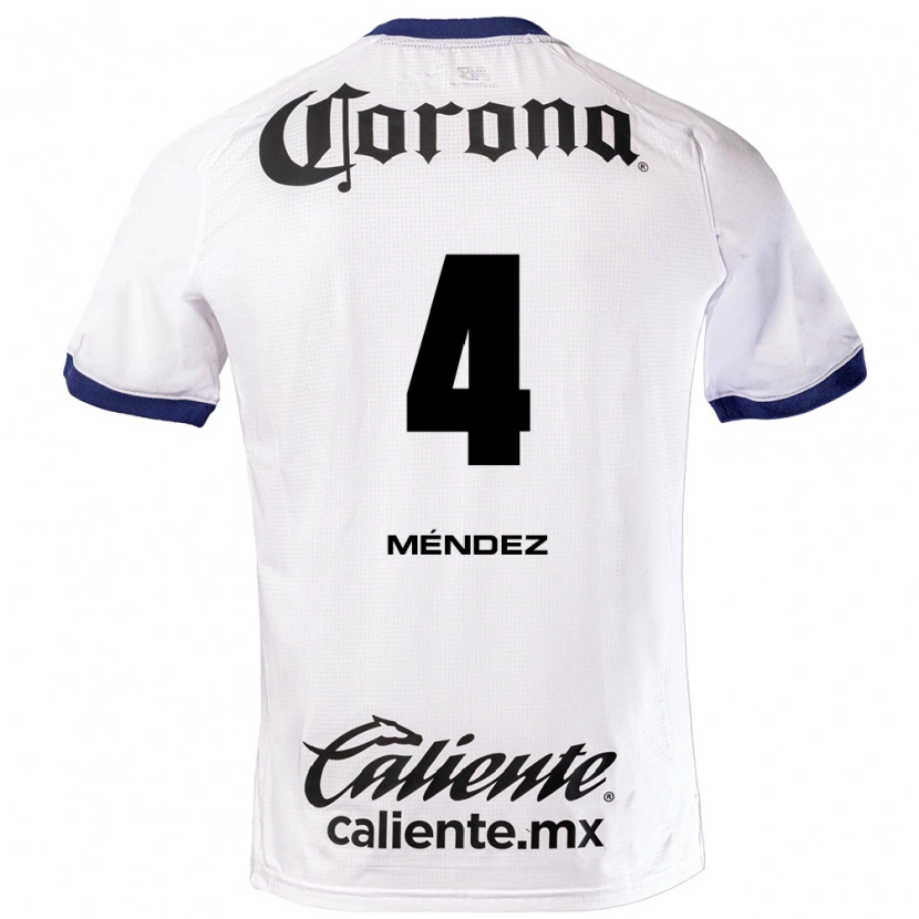 Danxen Barn Bruno Méndez #4 Hvit Blå Svart Bortetrøye Drakt Trøye 2026/27 Skjorter T-Skjorte