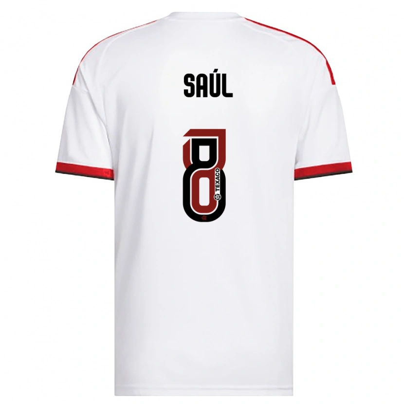 Danxen Barn Saúl Ñíguez #8 Hvit Rød Svart Bortetrøye Drakt Trøye 2026/27 Skjorter T-Skjorte