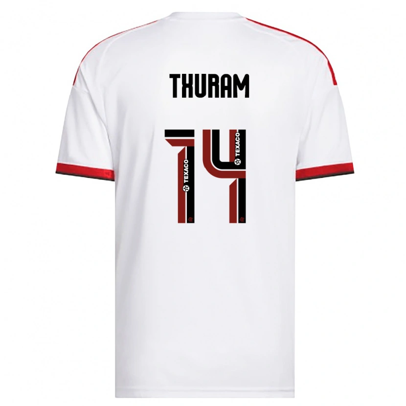 Danxen Barn Daniel Thuram #14 Hvit Rød Svart Bortetrøye Drakt Trøye 2026/27 Skjorter T-Skjorte