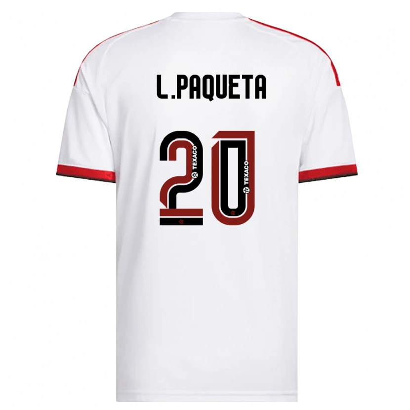 Danxen Barn Lucas Paquetá #20 Hvit Rød Svart Bortetrøye Drakt Trøye 2026/27 Skjorter T-Skjorte