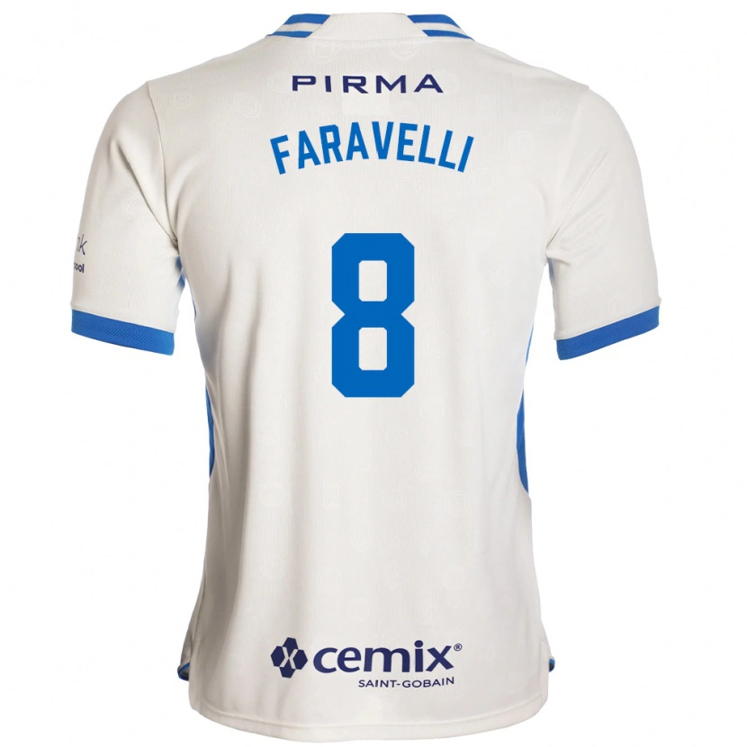 Danxen Mann Lorenzo Faravelli #8 Hvit Blå Rød Bortetrøye Drakt Trøye 2026/27 Skjorter T-Skjorte
