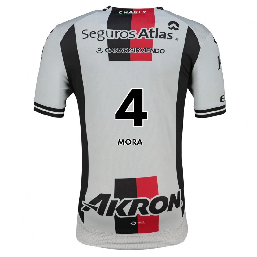 Danxen Mann Adrián Mora #4 Hvit Rød Svart Bortetrøye Drakt Trøye 2026/27 Skjorter T-Skjorte