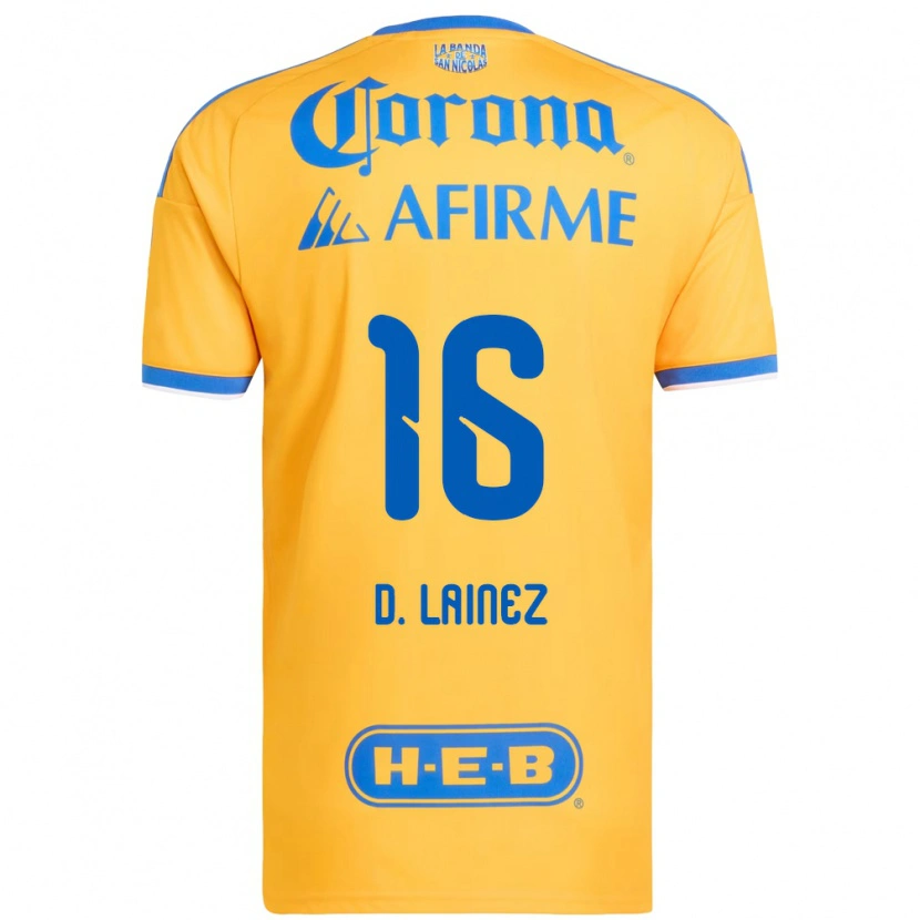 Danxen Dame Diego Lainez #16 Gul Blå Hjemmetrøye Drakt Trøye 2026/27 Skjorter T-Skjorte