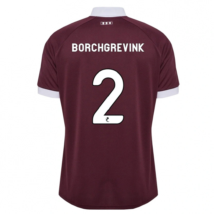 Danxen Barn Christian Borchgrevink #2 Burgunder Hvit Hjemmetrøye Drakt Trøye 2026/27 Skjorter T-Skjorte