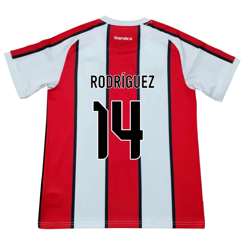 Danxen Barn Benjamín Rodríguez #14 Hvit Rød Svart Bortetrøye Drakt Trøye 2026/27 Skjorter T-Skjorte