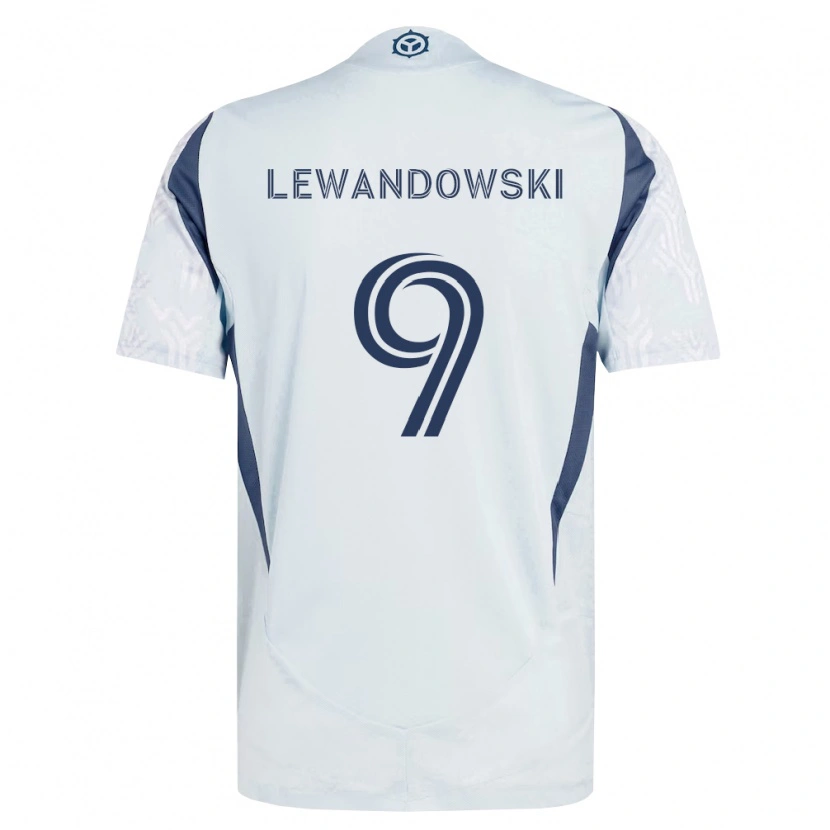 Danxen Barn Robert Lewandowski #9 Blå Grå Hvit Bortetrøye Drakt Trøye 2026/27 Skjorter T-Skjorte