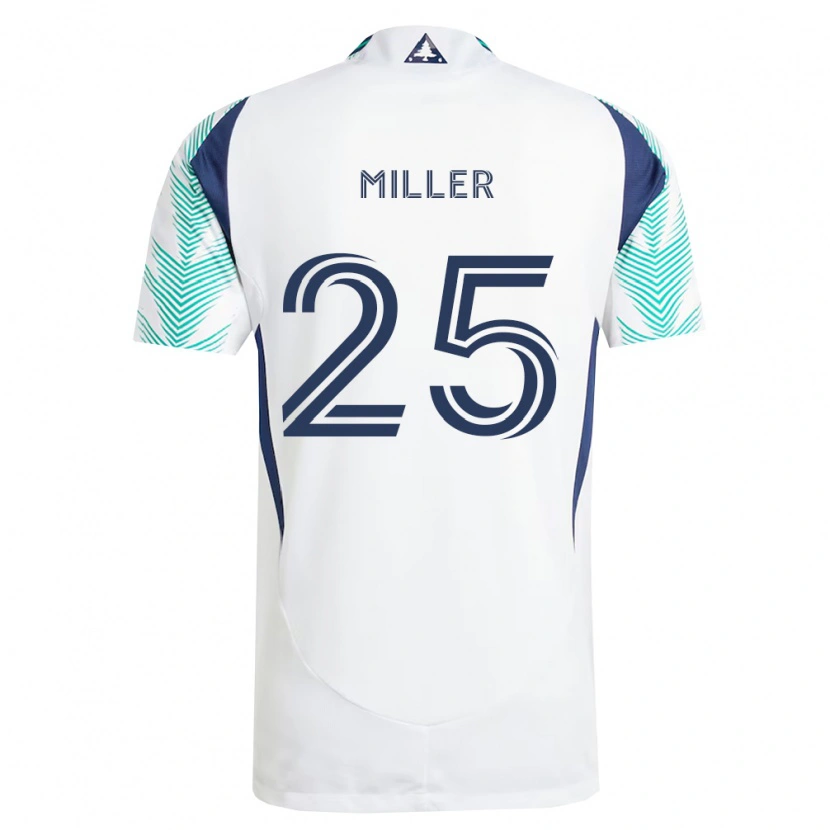Danxen Barn Peyton Miller #25 Hvit Marineblå Lysegrønn Bortetrøye Drakt Trøye 2026/27 Skjorter T-Skjorte