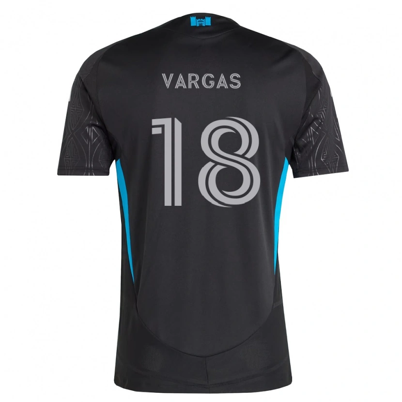 Danxen Barn Kerwin Vargas #18 Svart Hvit Himmelblå Bortetrøye Drakt Trøye 2026/27 Skjorter T-Skjorte