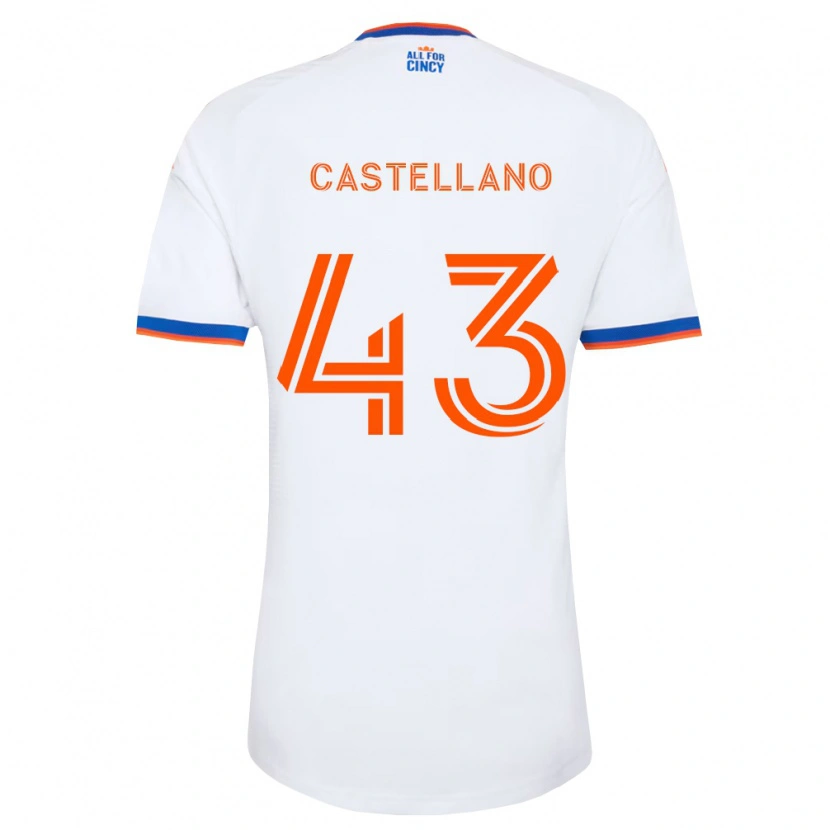 Danxen Barn Jesús Castellano #43 Hvit Marineblå Oransje Bortetrøye Drakt Trøye 2026/27 Skjorter T-Skjorte