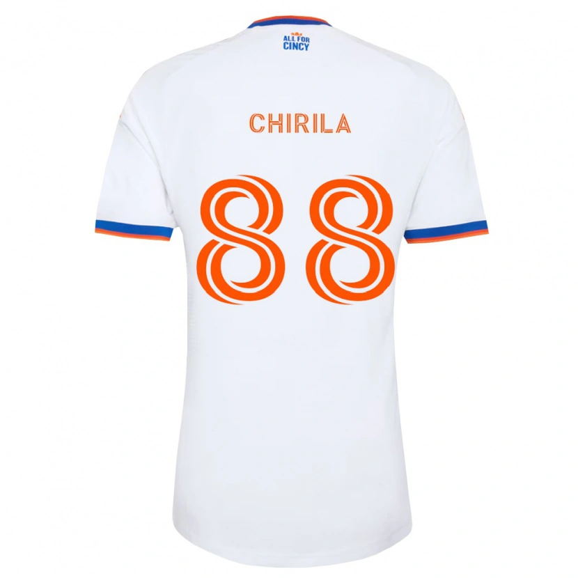 Danxen Barn Andrei Chirilă #88 Hvit Marineblå Oransje Bortetrøye Drakt Trøye 2026/27 Skjorter T-Skjorte