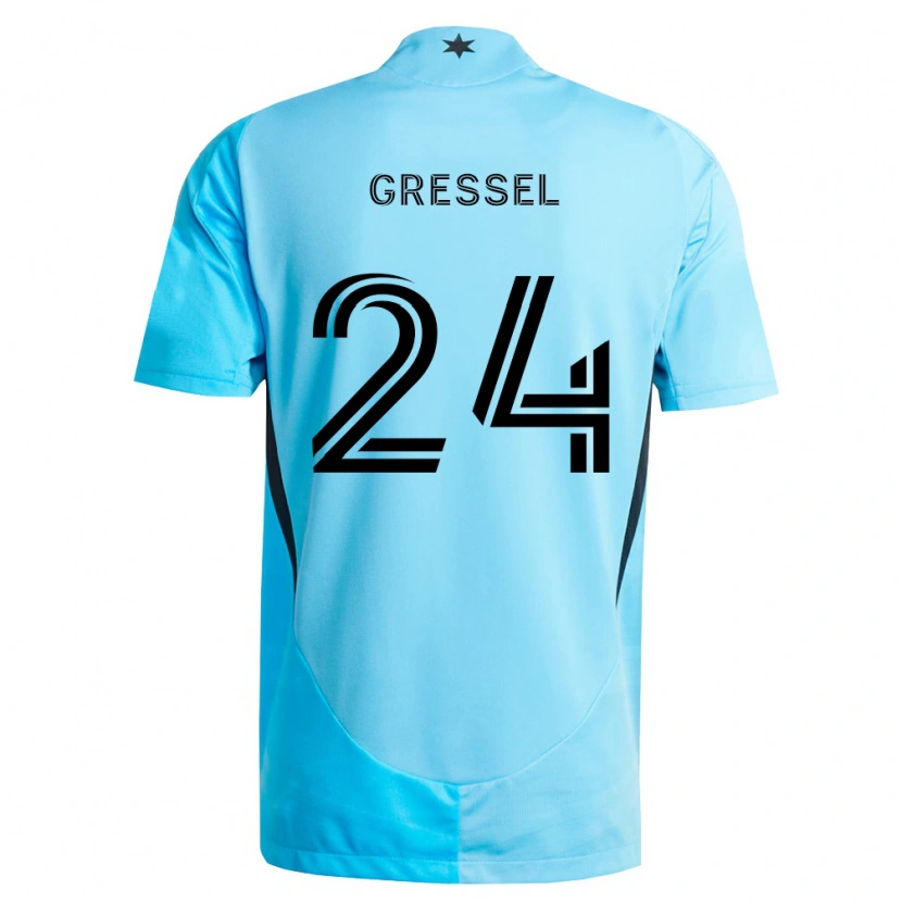 Danxen Barn Julian Gressel #24 Lyseblå Svart Bortetrøye Drakt Trøye 2026/27 Skjorter T-Skjorte