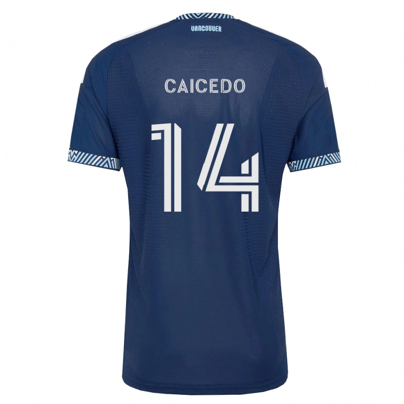 Danxen Barn Bruno Caicedo #14 Dyp Blå Hvit Bortetrøye Drakt Trøye 2026/27 Skjorter T-Skjorte