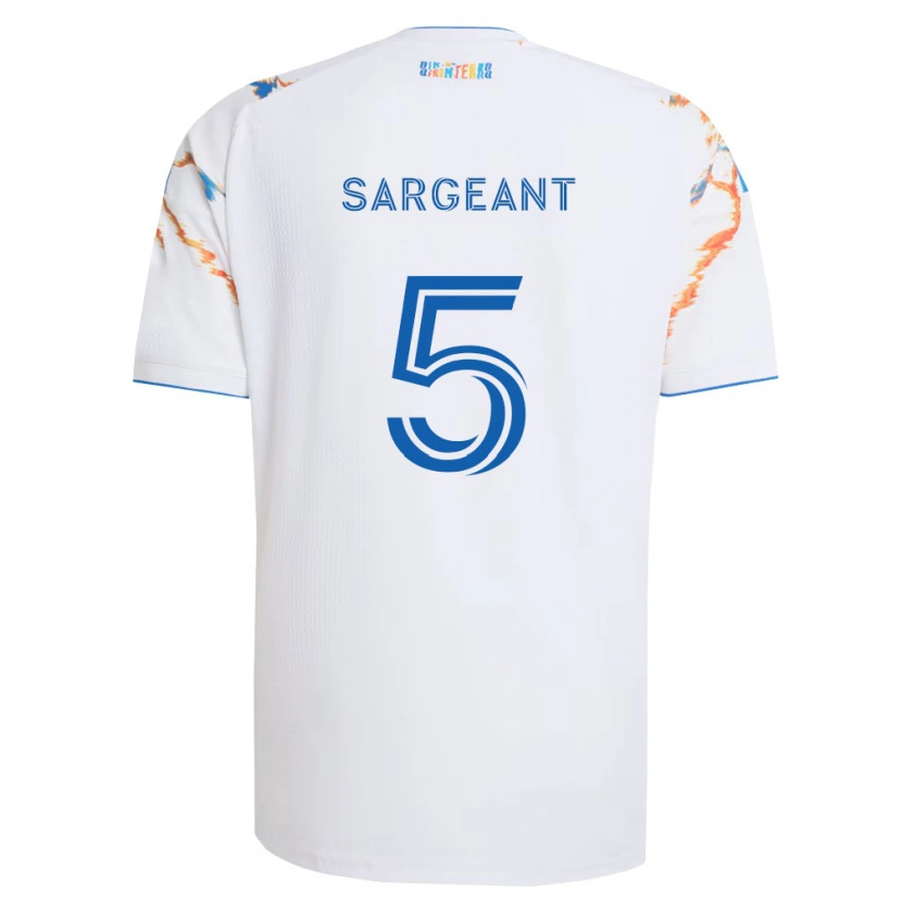 Danxen Barn Kieran Sargeant #5 Hvit Oransje Blå Bortetrøye Drakt Trøye 2026/27 Skjorter T-Skjorte