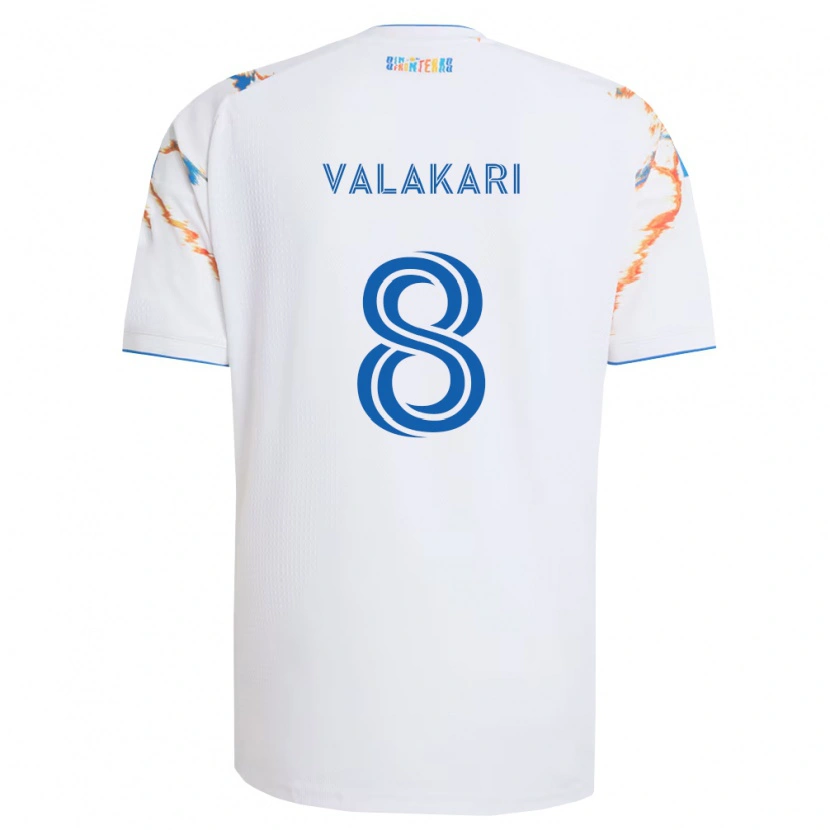 Danxen Barn Onni Valakari #8 Hvit Oransje Blå Bortetrøye Drakt Trøye 2026/27 Skjorter T-Skjorte