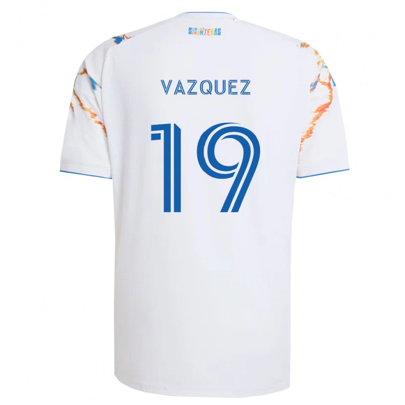 Danxen Barn David Vazquez #19 Hvit Oransje Blå Bortetrøye Drakt Trøye 2026/27 Skjorter T-Skjorte