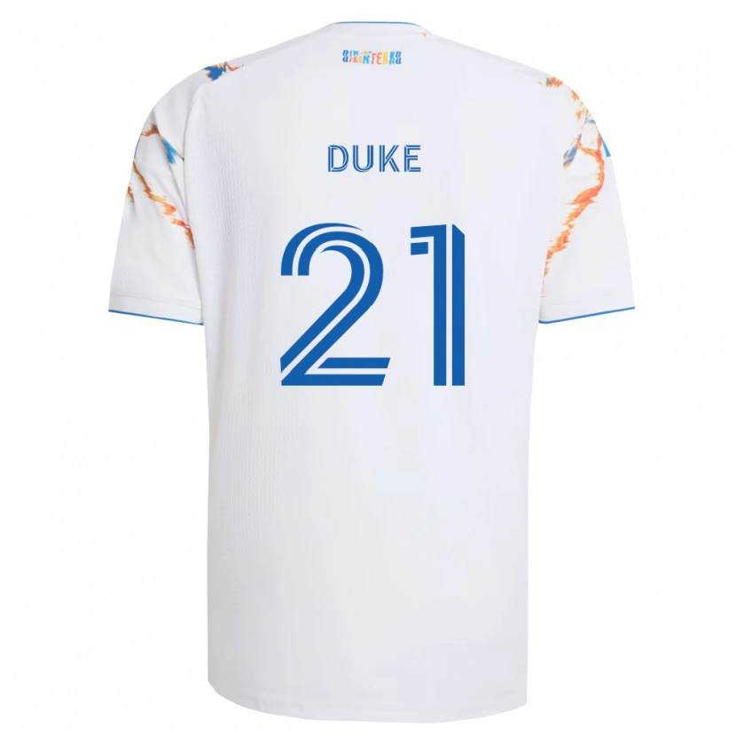 Danxen Barn Bryce Duke #21 Hvit Oransje Blå Bortetrøye Drakt Trøye 2026/27 Skjorter T-Skjorte