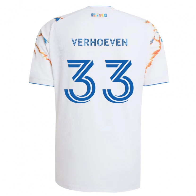 Danxen Barn Oscar Verhoeven #33 Hvit Oransje Blå Bortetrøye Drakt Trøye 2026/27 Skjorter T-Skjorte
