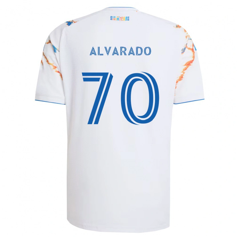 Danxen Barn Alejandro Alvarado #70 Hvit Oransje Blå Bortetrøye Drakt Trøye 2026/27 Skjorter T-Skjorte