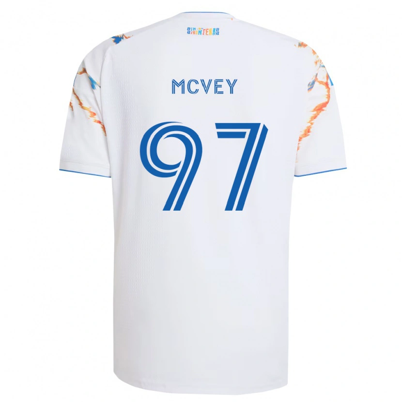 Danxen Barn Christopher Mcvey #97 Hvit Oransje Blå Bortetrøye Drakt Trøye 2026/27 Skjorter T-Skjorte