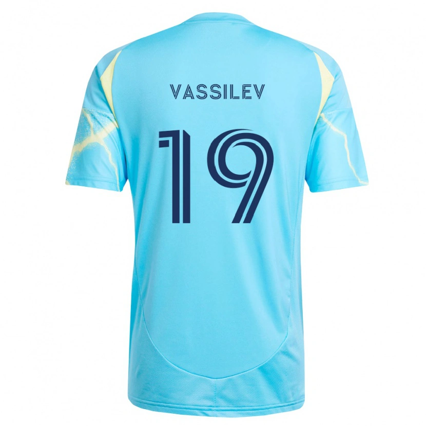 Danxen Barn Indiana Vassilev #19 Lyseblå Svart Lysegul Bortetrøye Drakt Trøye 2026/27 Skjorter T-Skjorte