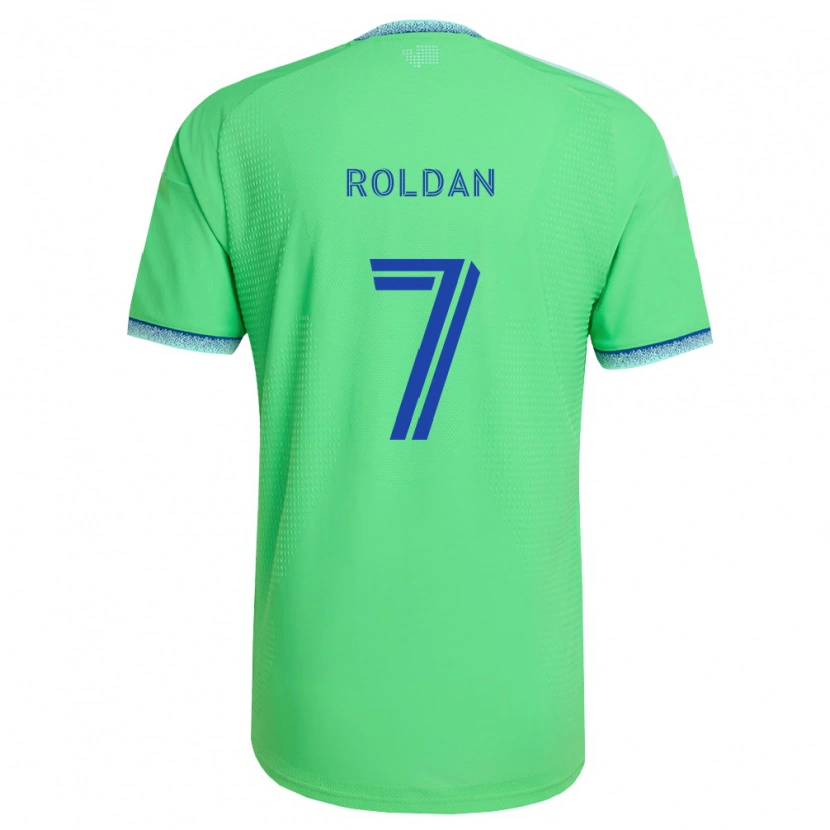 Danxen Mann Cristian Roldán #7 Grønn Lys Blå Hjemmetrøye Drakt Trøye 2026/27 Skjorter T-Skjorte