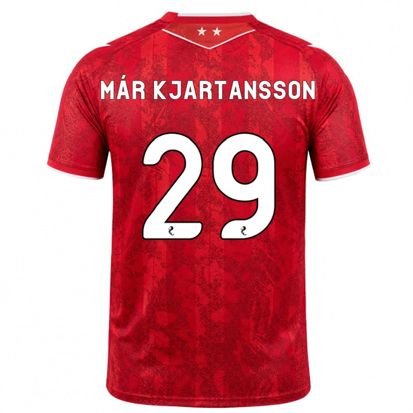 Danxen Mann Kjartan Már Kjartansson #29 Rød Hvit Hjemmetrøye Drakt Trøye 2026/27 Skjorter T-Skjorte