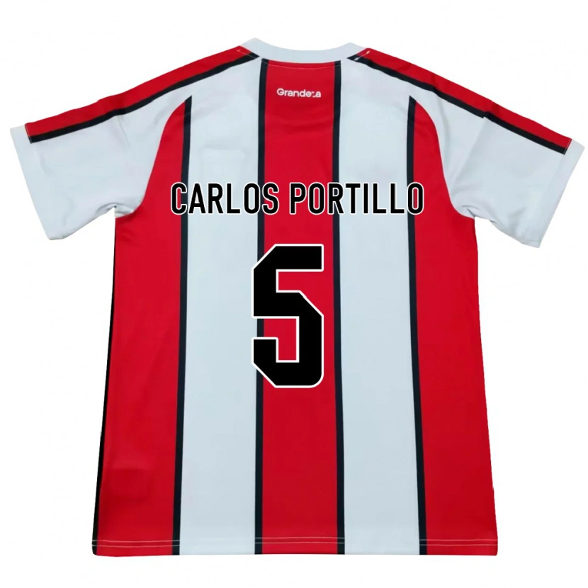 Danxen Mann Juan Carlos Portillo #5 Hvit Rød Svart Bortetrøye Drakt Trøye 2026/27 Skjorter T-Skjorte