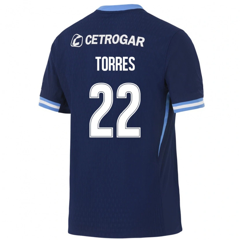 Danxen Mann Elías Torres #22 Kongelig Blå Lyseblå Hvit Bortetrøye Drakt Trøye 2026/27 Skjorter T-Skjorte