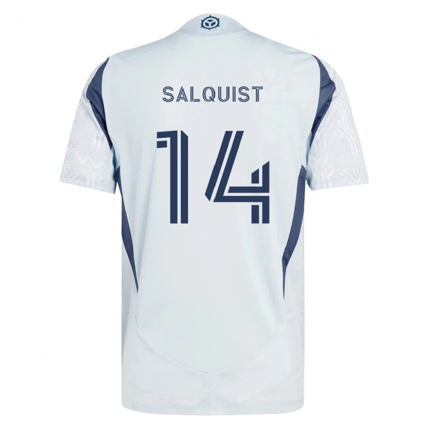 Danxen Mann Tobias Salquist #14 Blå Grå Hvit Bortetrøye Drakt Trøye 2026/27 Skjorter T-Skjorte