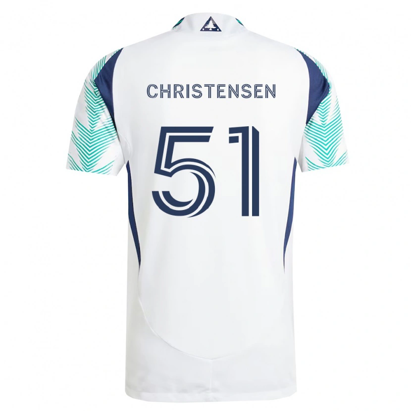Danxen Mann Kevin Christensen #51 Hvit Marineblå Lysegrønn Bortetrøye Drakt Trøye 2026/27 Skjorter T-Skjorte