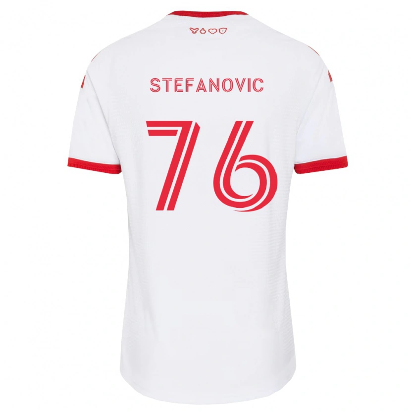 Danxen Mann Lazar Stefanović #76 Hvit Rød Svart Bortetrøye Drakt Trøye 2026/27 Skjorter T-Skjorte