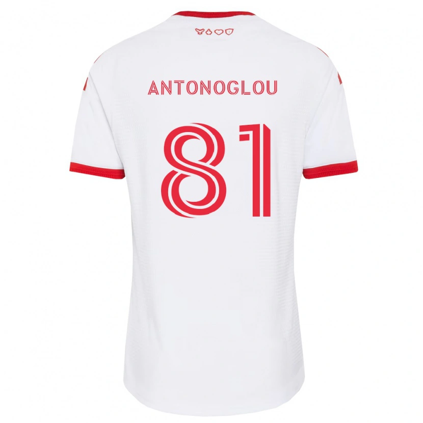 Danxen Mann Themi Antonoglou #81 Hvit Rød Svart Bortetrøye Drakt Trøye 2026/27 Skjorter T-Skjorte