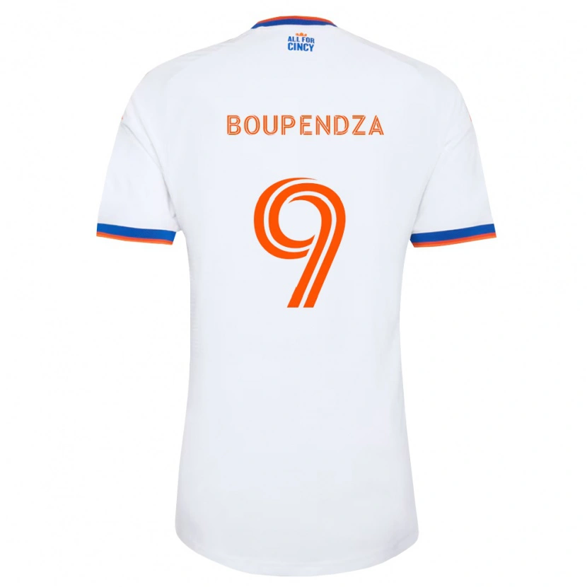 Danxen Mann Aaron Boupendza #9 Hvit Marineblå Oransje Bortetrøye Drakt Trøye 2026/27 Skjorter T-Skjorte