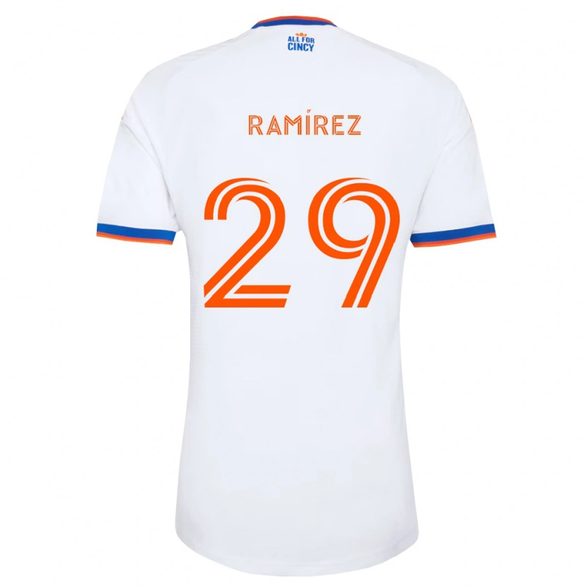 Danxen Mann Bryan Ramírez #29 Hvit Marineblå Oransje Bortetrøye Drakt Trøye 2026/27 Skjorter T-Skjorte