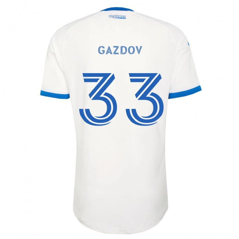 Danxen Mann Emil Gazdov #33 Himmel Blå Hvit Bortetrøye Drakt Trøye 2026/27 Skjorter T-Skjorte