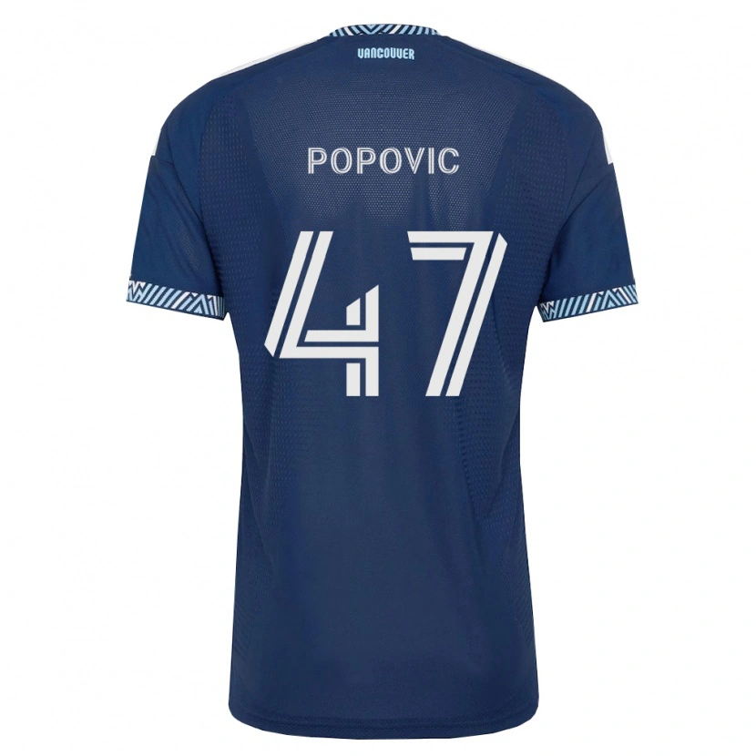 Danxen Mann Marko Popović #47 Dyp Blå Hvit Bortetrøye Drakt Trøye 2026/27 Skjorter T-Skjorte