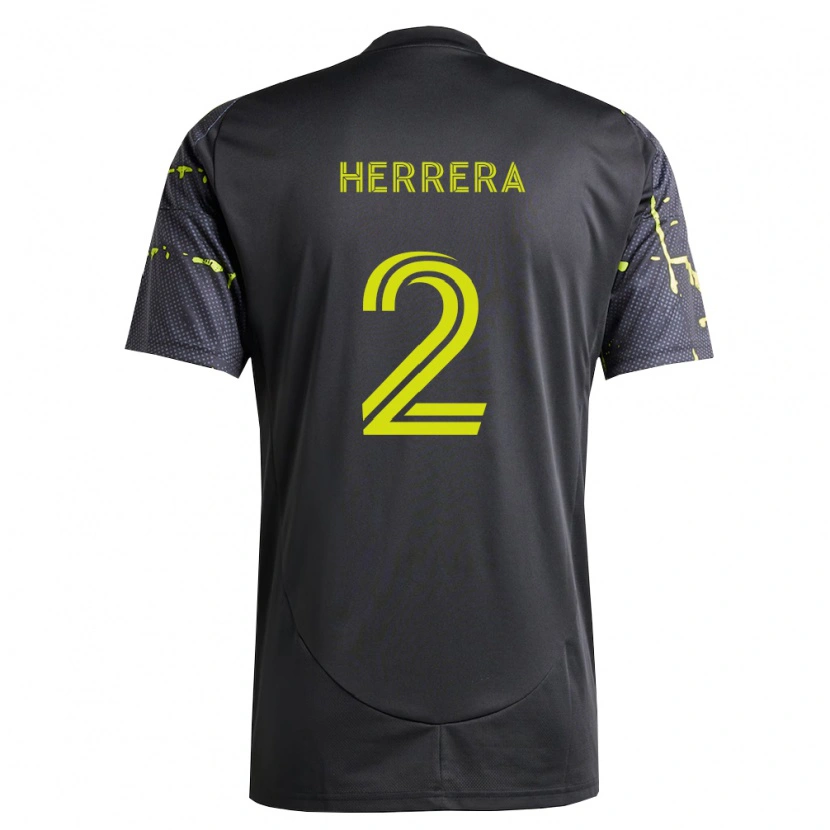 Danxen Mann Andrés Herrera #2 Fluorescerende Gul Svart Bortetrøye Drakt Trøye 2026/27 Skjorter T-Skjorte