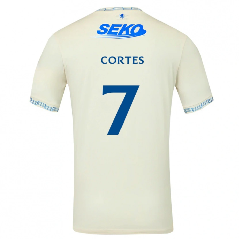 Danxen Mann Óscar Cortés #7 Dyp Himmelblå Hvit Bortetrøye Drakt Trøye 2026/27 Skjorter T-Skjorte